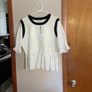 Womens English Factory puff sleeve peplum top
